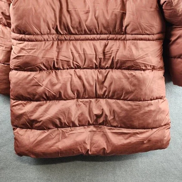 Steve Madden Plus Size Hooded Puffer Utility Coat Womens 1X Terracotta Zip Snap - Picture 14 of 14